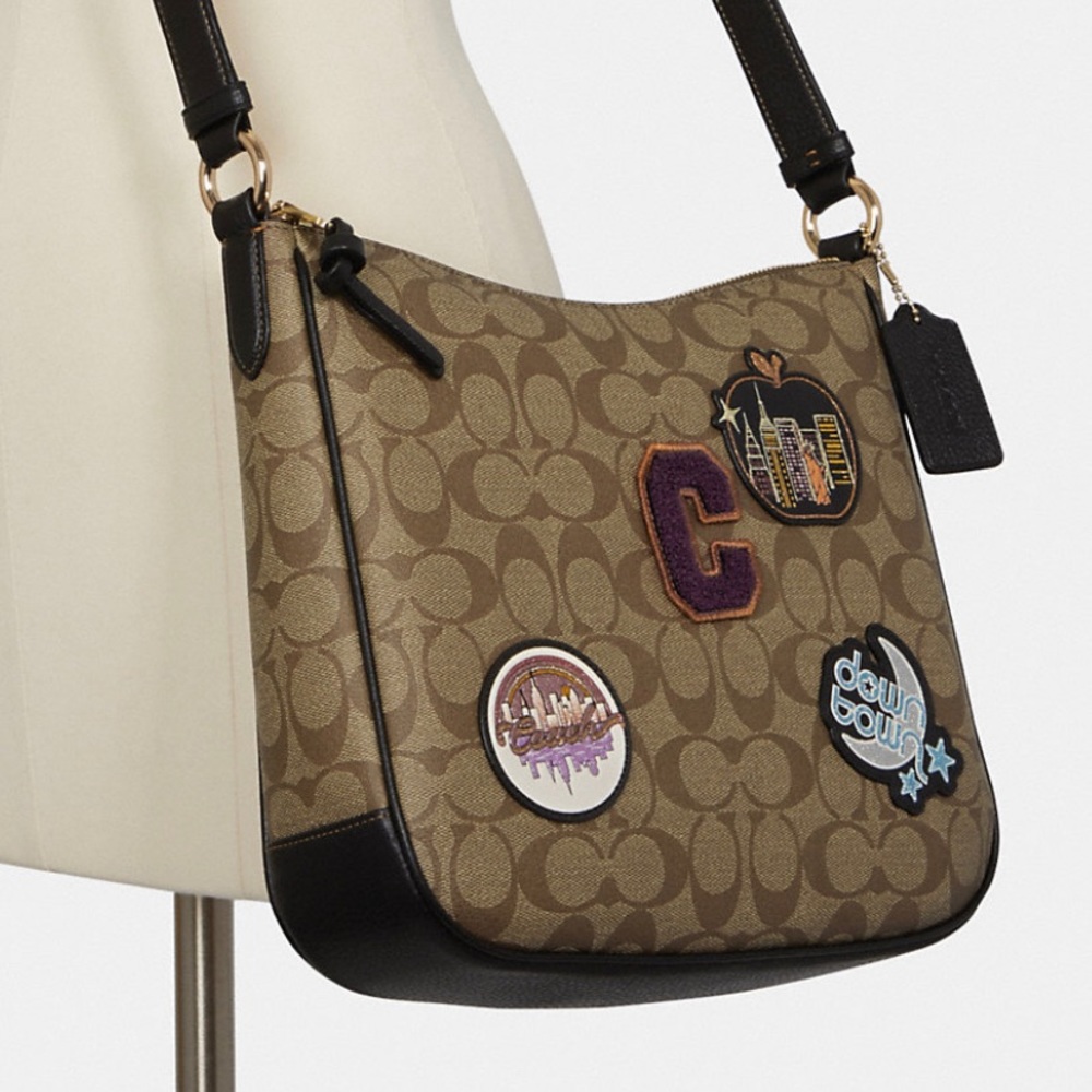 Coach Ellie File Bag In Signature Canvas With Disco Patches - Picture 2 of 6